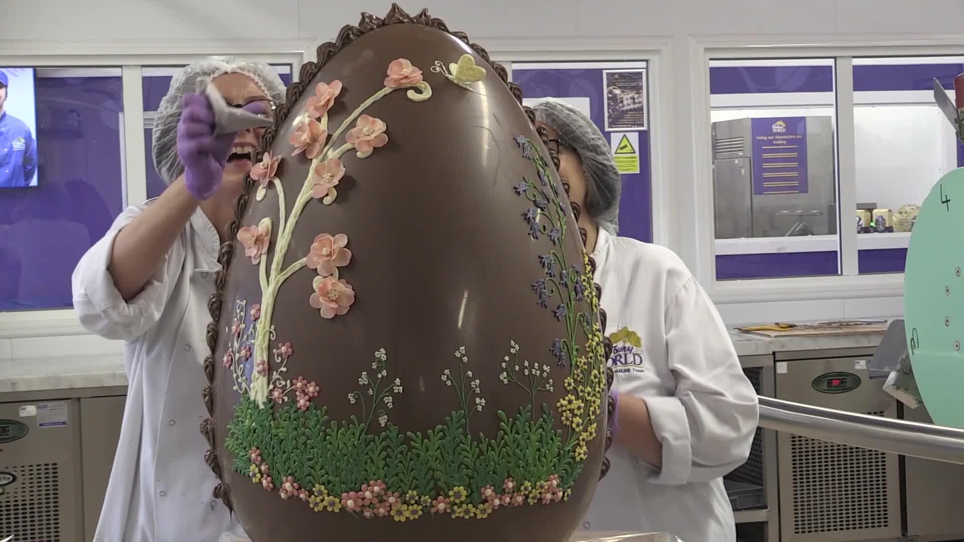 Giant 45kg Easter egg made at Cadbury World